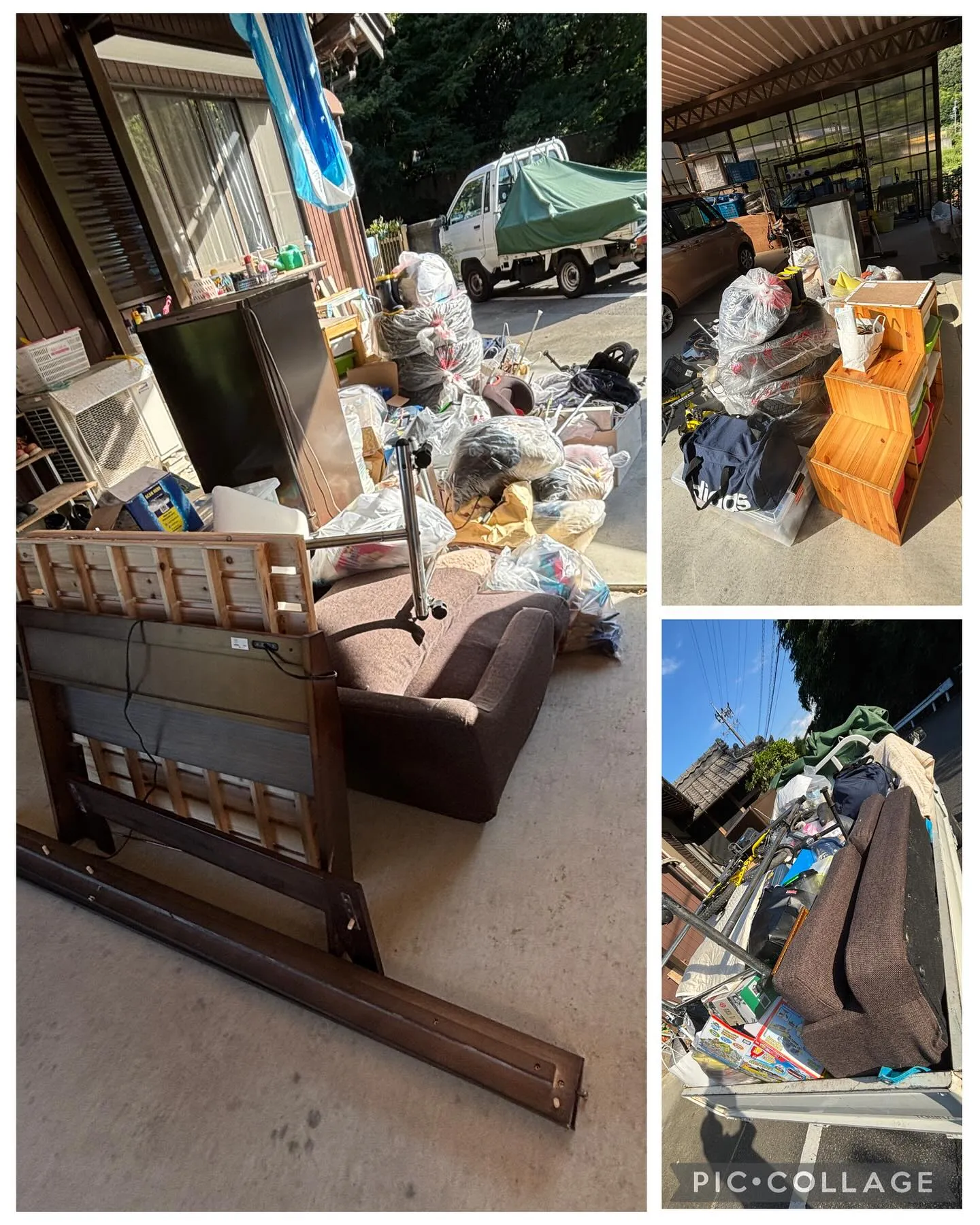 プレハブ物置撤去、屋根が落ちて使い物にならない物置。